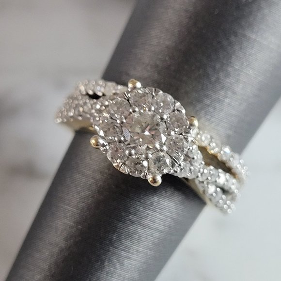 Womens Vintage Estate 14K Yellow Gold Diamond Ring Set, 4.2g E6773